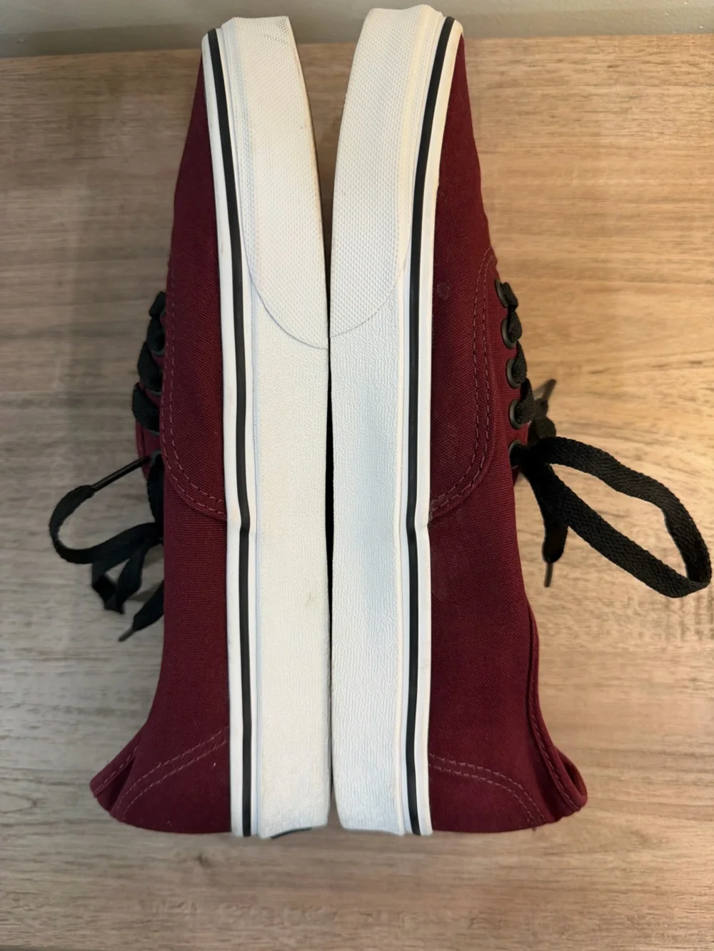 Vans Authentic Port Royal Red Burgundy/Black Canvas Low-Top Sneakers W 10 M 8.5